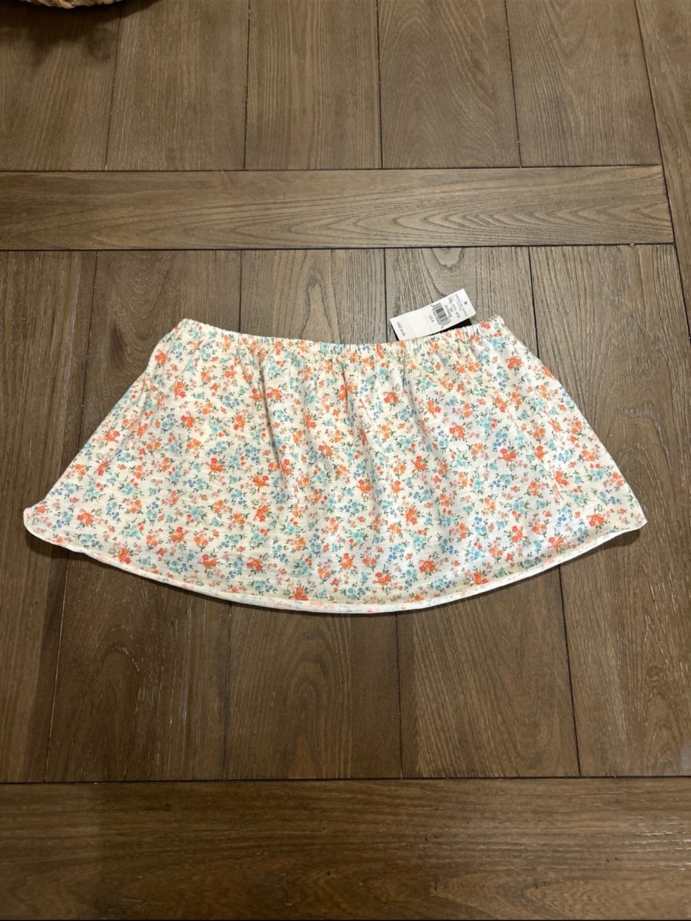 American Eagle Outfitters Cream Mini Skirt with Coral & Blue Floral Print